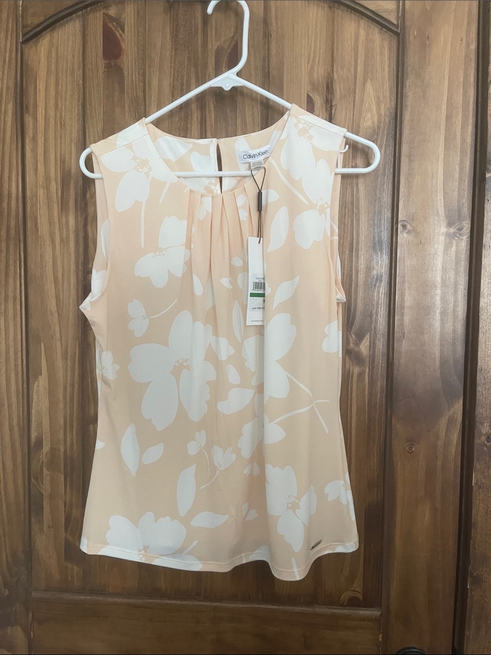 Calvin Klein Peach and White Floral Sleeveless Camisole